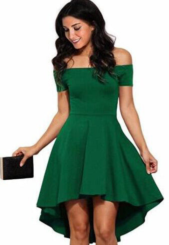 Close up detail of the off-the-shoulder neckline and short sleeves